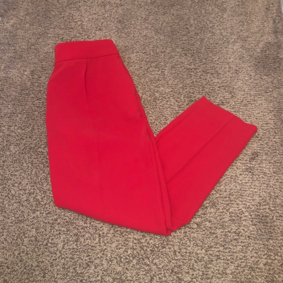 JCrew size 2 red pleated ankle length pant - Picture 3 of 6